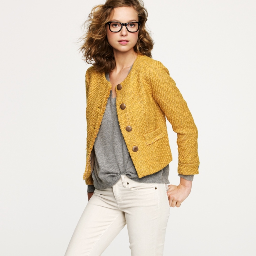J. Crew Yellow Tweed Jacket